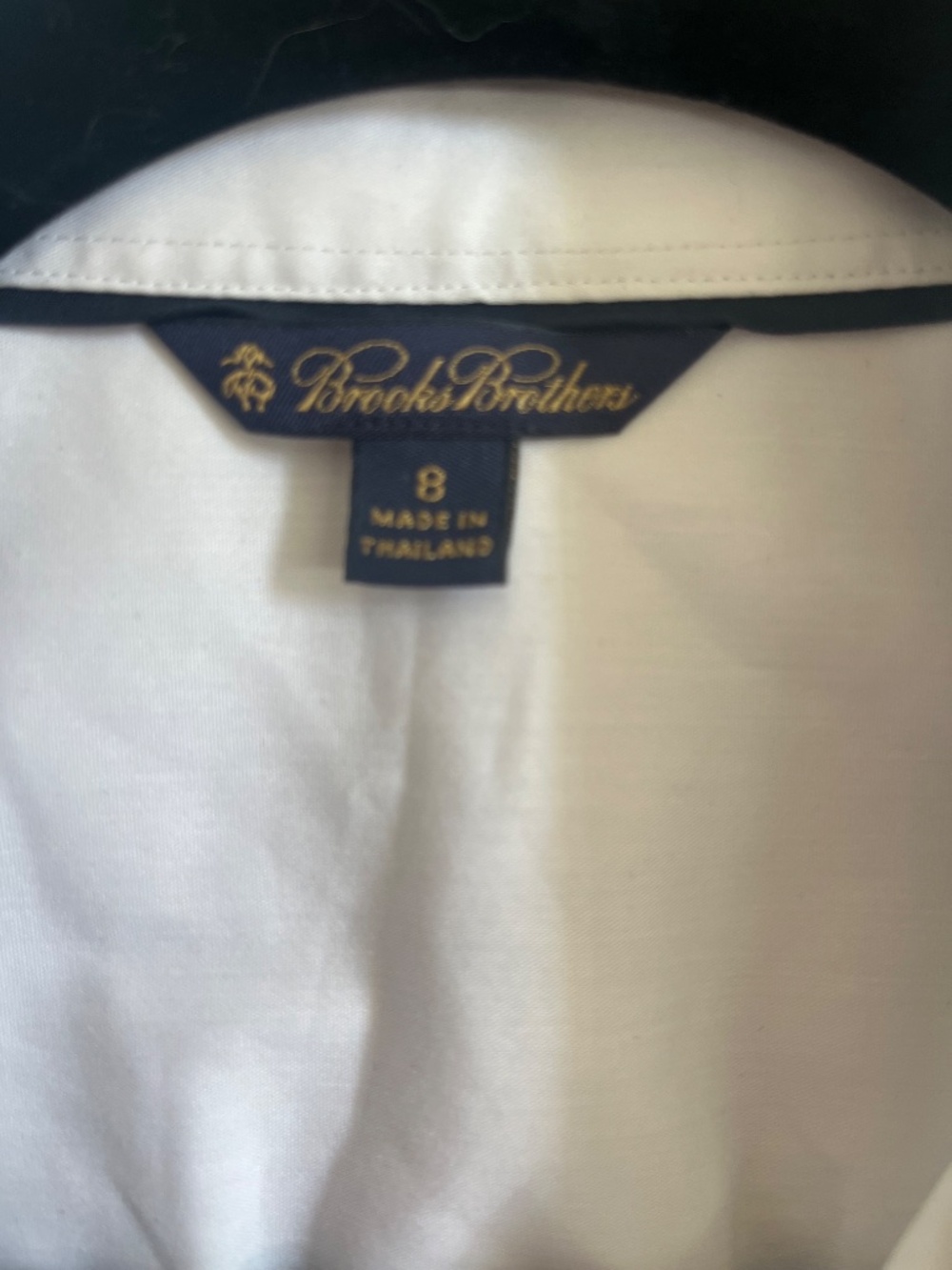 Brooks Brothers White Tailored Button-Down Shirt with Contrast Navy Piping & Cuf - Picture 5 of 6